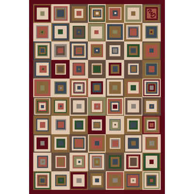Milliken Milliken Contemporary Square 7476 / 296 8 Round Deep Wine Area Rug