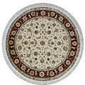 Nejad Rugs Nejad Rugs Silk  &  Wool 6 Round Tabriz Ivory / burgundy Area Rugs
