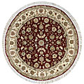 Nejad Rugs Nejad Rugs Silk  &  Wool 6 Round Tabriz Burgundy / ivory Area Rugs