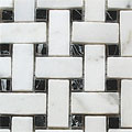 Diamond Tech Glass Diamond Tech Glass Marble Series Basketweave White / black Dot Til