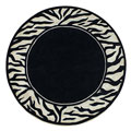 Nejad Rugs Nejad Rugs African Safari 8 Round Zebra Border Black / ivory Area