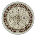 Nejad Rugs Nejad Rugs Silk  &  Wool 8 Round Tabriz Ivory / burgundy Area Rugs