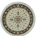 Nejad Rugs Nejad Rugs Silk  &  Wool 8 Round Tabriz Ivory / black Area Rugs